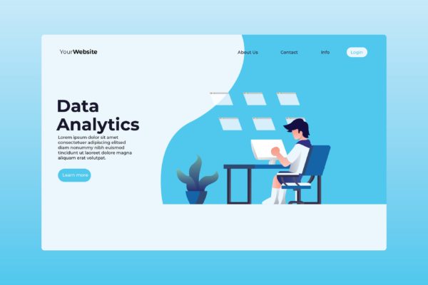 数据分析主题网站着陆页插画设计 Data Analytics