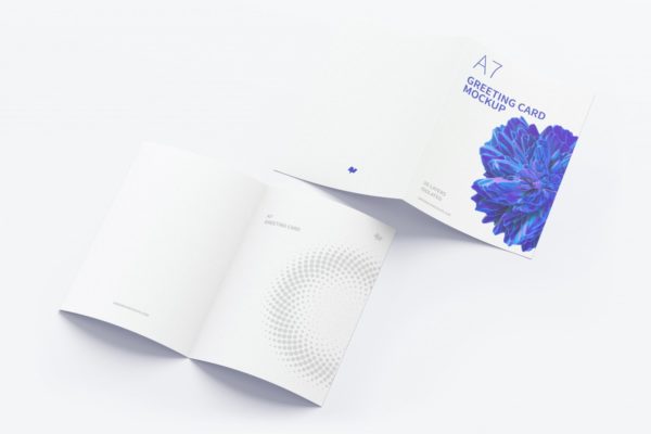 A7尺寸内页外页展示设计贺卡样机 A7 Greeting Card Mockup, Spread Exterior, and Interior Pages