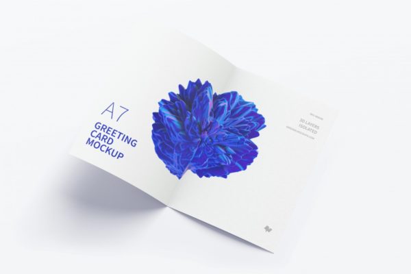 A7尺寸内页展示设计贺卡样机 A7 Greeting Card Mockup, Spread Interior Pages