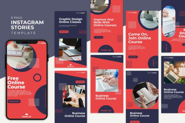 在线学习Instagram故事社交贴图素材v9 Instagram Story Template Vol.9