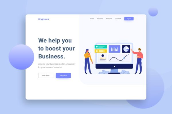 数据分析主题网站Header设计着陆页插画模板 Data Analysis Website Header  Illustration