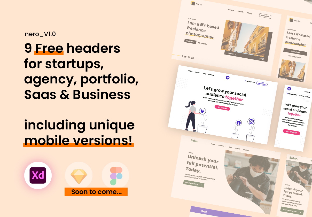 Nero V1.0 – Free website header designs