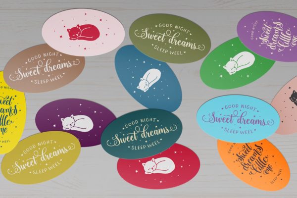 趣味椭圆卡片贴纸模型印刷样品第1版 Ellipse Cards / Stickers Mock-Ups Vol.1