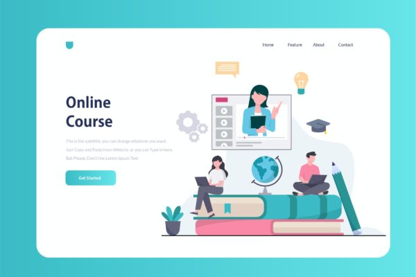 在线学习平台概念插画素材 E-Learning Onboarding Illustration