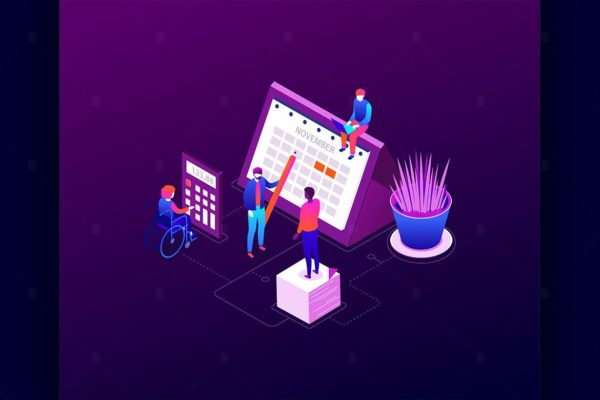 高效计划主题等距插画矢量素材 Efficient planning – isometric illustration