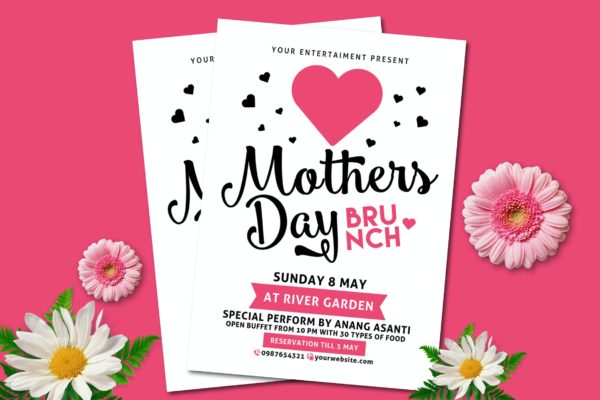 早午餐促销母亲节海报模板下载 Mothers Day Brunch