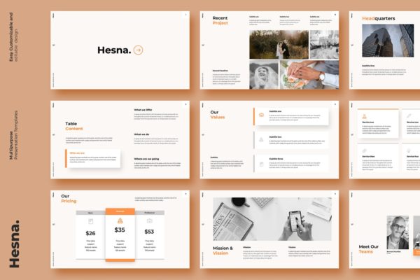 多功能上市企业部门报告Powerpoint模板 Hesna – Powerpoint Template