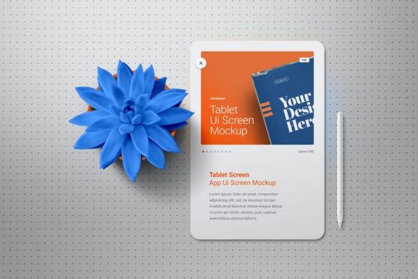 盆栽元素平板电脑屏幕演示展示样机 Tablet Presentation Showcase Mockup