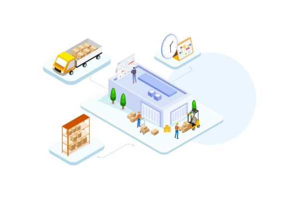 货物管理主题2.5D等距插画矢量素材v3 Goods Management by Finance Isometric – FV