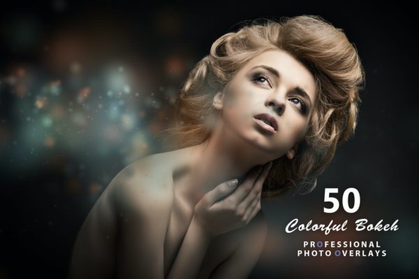50张彩色散景照片叠层背景素材 50 Colorful Bokeh Photo Overlays