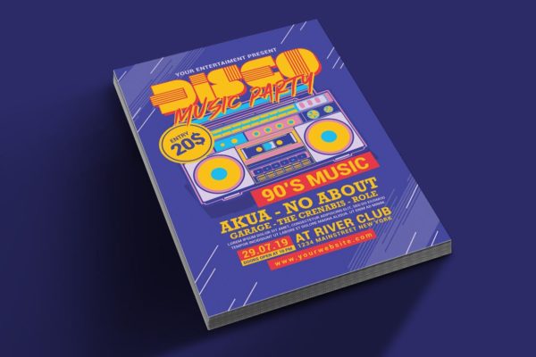 迪斯科复古音乐派对海报模板下载 Disco Retro Music Party