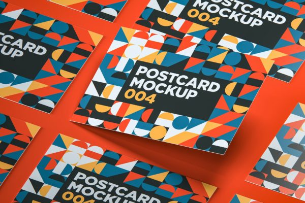 现代多图形组合拼装明信片模板 Postcard Mockup 004