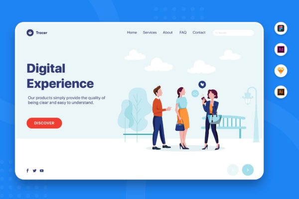 商人见面主题网站着陆页插画素材 Business People Meet Colleague Landing Page