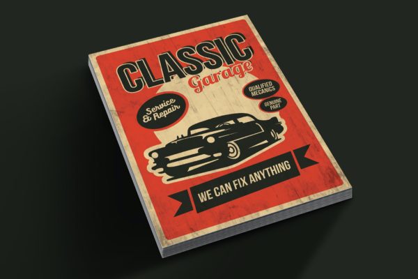 老爷车保养维修服务传单模板下载 Classic Garage Service & Repair