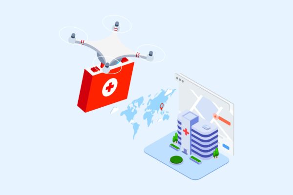 无人机交付主题2.5D等距插画矢量素材v9 Drones Delivery Isometric Illustration – T2