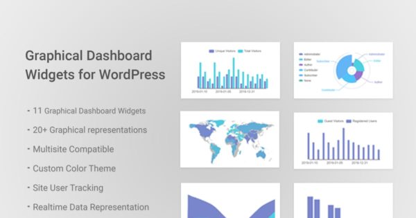 图形数据统计仪表板WordPress界面模板 Graphical Dashboard Widgets for WordPress