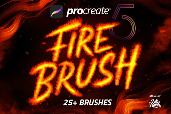 各式燃烧火焰纹理Procreate文字笔刷 PROCREATE FIRE BRUSH
