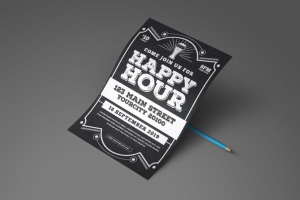 欢乐时光啤酒节传单设计 Happy Hour Flyer