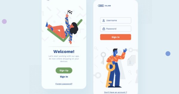 登入主题APP用户界面设计矢量插画素材 Sign In Mobile Interface Illustrations