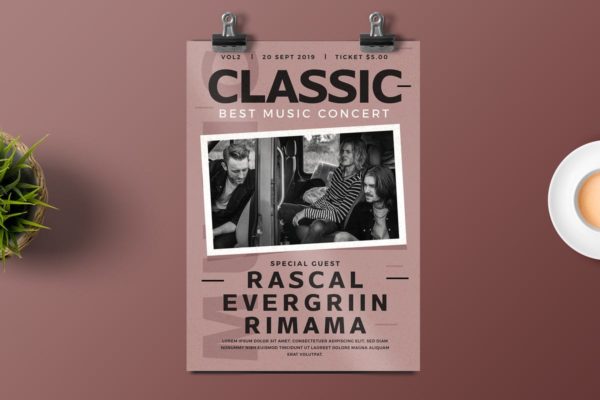 经典摇滚音乐传单模板下载 Classic Rock Flyer