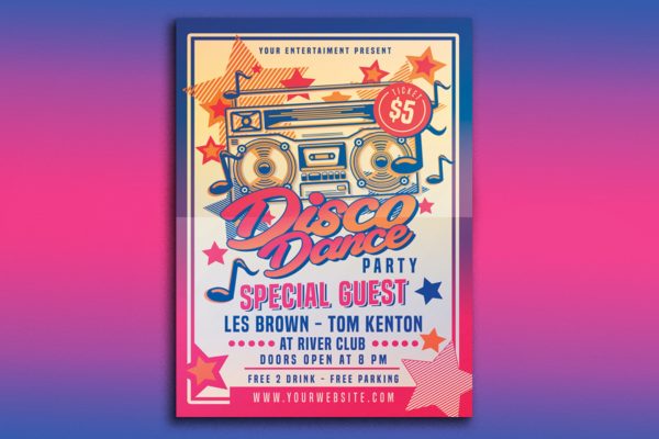 迪斯科舞会宣传单设计 Disco Dance Party