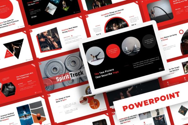 健身俱乐部推广Powerpoint模板 Spirit Track – Powerpoint Template