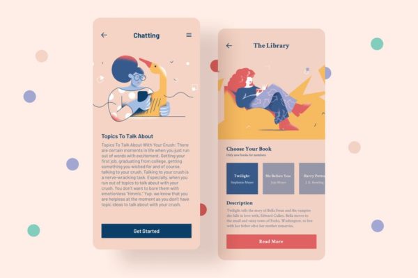 聊天主题APP用户界面设计矢量插画素材 Chat Mobile Interface Illustrations