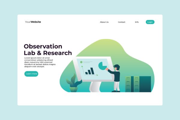 实验研究主题网站着陆页插画设计 Observation Lab & Research