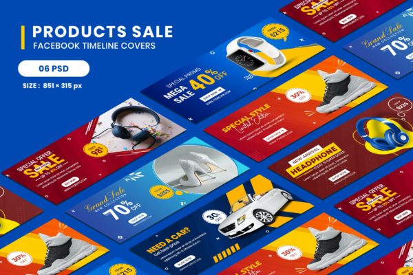 产品促销主题Facebook时间轴封面设计模板 Products Sale Facebook Timeline Covers