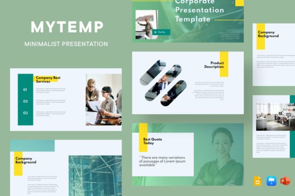 极简设计风格企业简介幻灯片演示模板 Mytemp – Minimal & Corporate Presentation