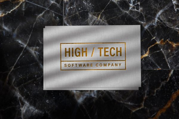 亚麻纸张浮雕金色Logo设计样机 Embossed gold logo mockup on linen paper