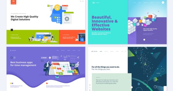 现代简约创意网站主页设计EPS模板合集v5 Set of creative website template designs