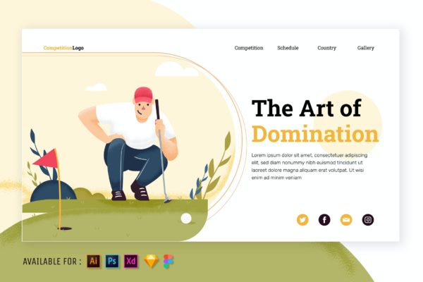 高尔夫球主题Web网页插画设计素材 Playing Golf Like a Pro – Web Illustration