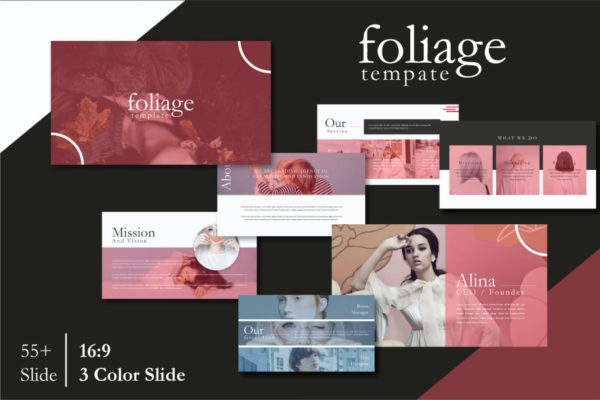创意独特个性时尚版面幻灯片PPT模板 Foliage Powerpoint Template
