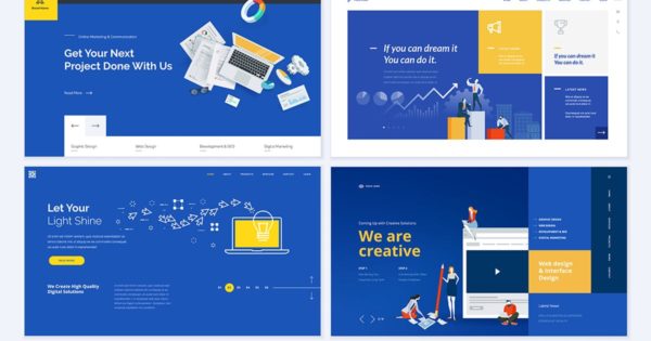 现代简约创意网站主页设计EPS模板合集v3 Set of creative website template designs