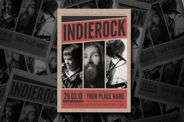 独立摇滚音乐活动宣传单PSD素材 Indierock Music Event Flyer