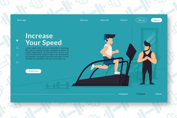 提高速度主题网站设计着陆页插画素材 Increase Your Speed – Web Header & Landing Page GR
