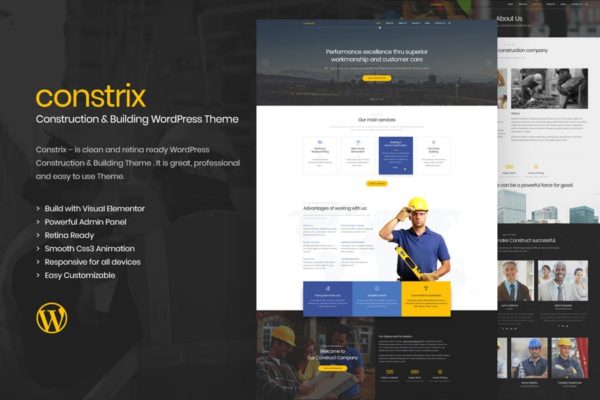 现代专业建筑工程构建WordPress主题模板 Constrix – Construction & Building WordPress Theme