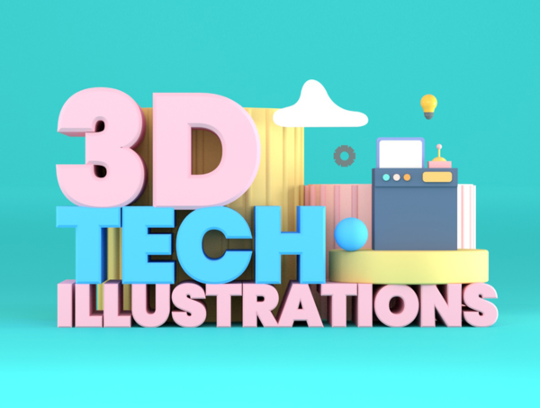 设计森林下午茶：高级3D技术插画素材