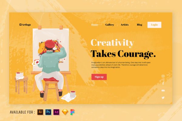 创造艺术主题Web网站设计矢量插画 The Art of Creativity – Web Illustration