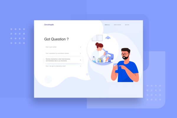 询问实验室分析主题网站Header设计矢量插画 Ask Laboratory analysis website header