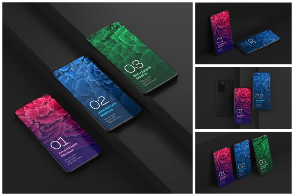 三星Galaxy S20 Ultra安卓手机屏幕展示样机集 Galaxy S20 Ultra Mockup Set | Android Screen
