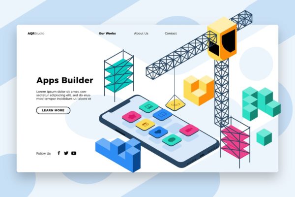 建筑主题网页Banner&着陆页插画设计模板 Building – Banner & Landing Page