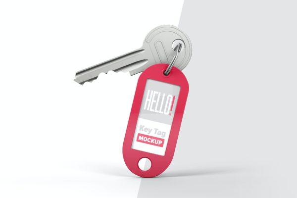 钥匙扣标签设计样机 Key Tag Mockup