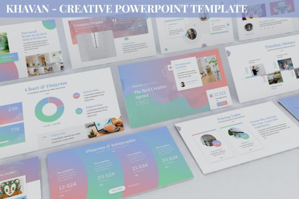 渐变配色方案创意Powerpoint模板下载 Khavan – Creative Powerpoint Template