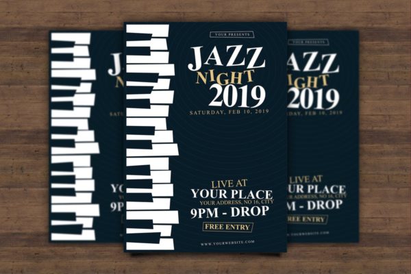 爵士之夜音乐派对传单/海报设计模板 Jazz Night Flyer