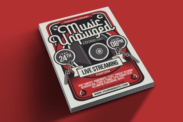 快闪音乐活动宣传单PSD素材 Streaming Music Concert Unplugged
