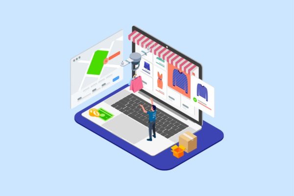 无人机交付主题2.5D等距插画矢量素材v7 Drones Delivery Isometric Illustration – T2