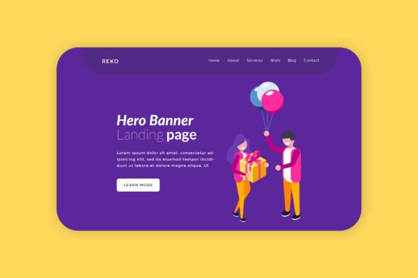 节日礼物主题网站Banner图设计PSD模板 Reko – Hero Banner Template