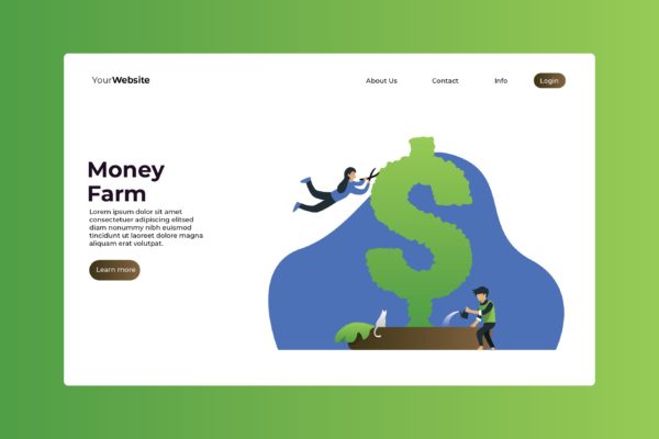 金钱农场主题网站着陆页插画设计 Money Farm